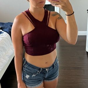 Maroon Strappy Crop Top